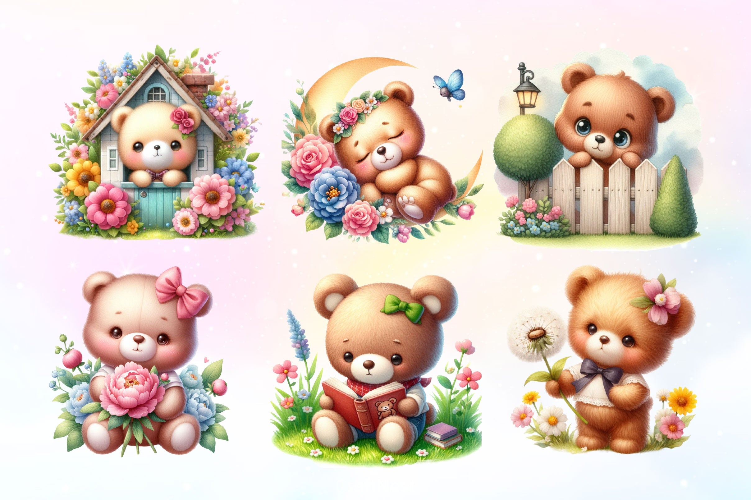 Cute Teddy Bear Clipart Bundle 3