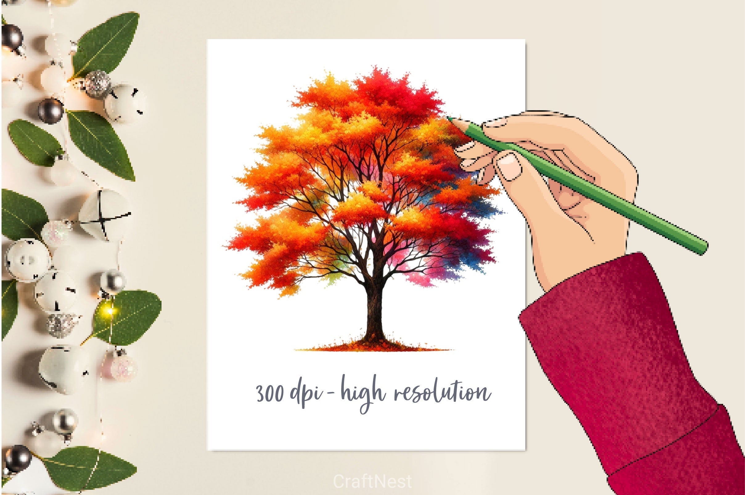 Fall Tree Autumn Tree Clipart Bundle