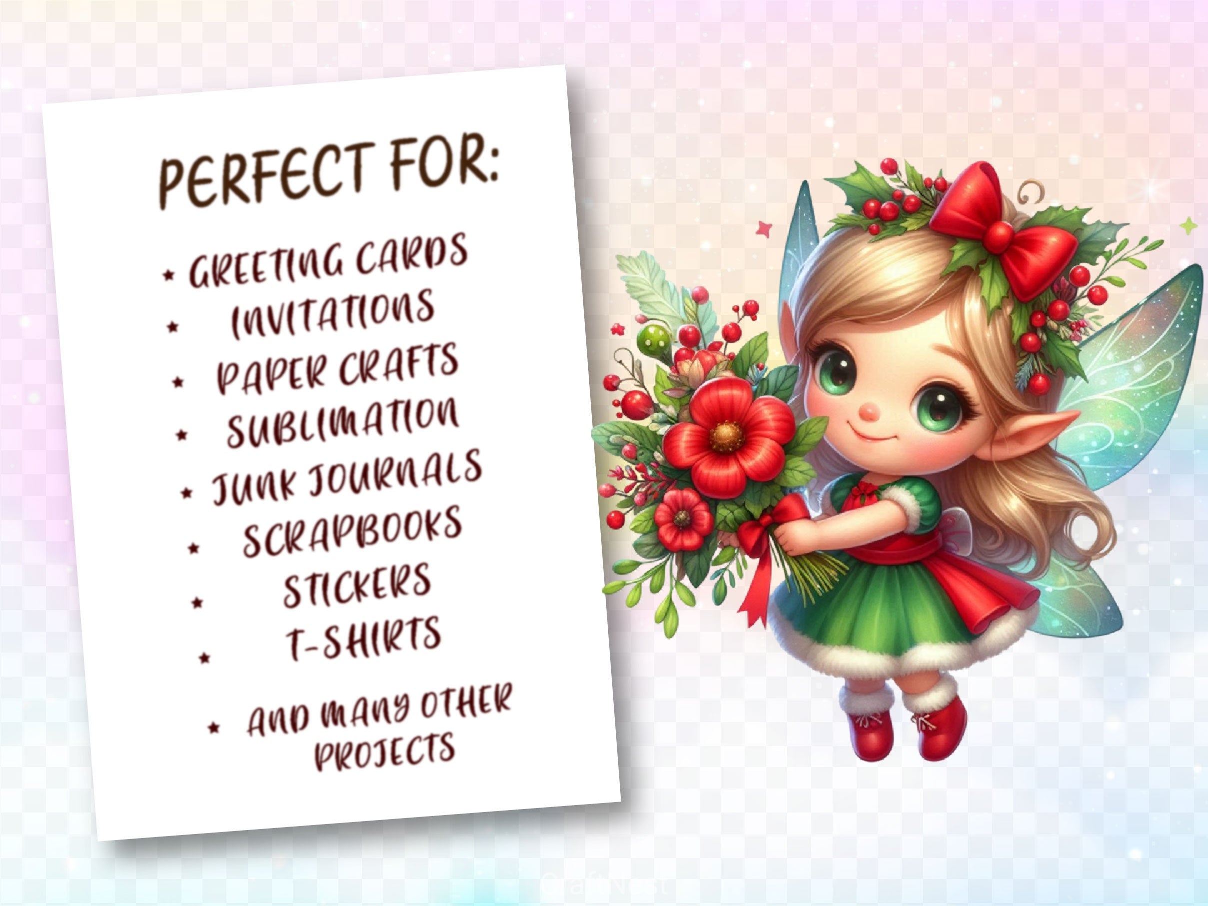 Christmas Cute Fairy Clipart Bundle