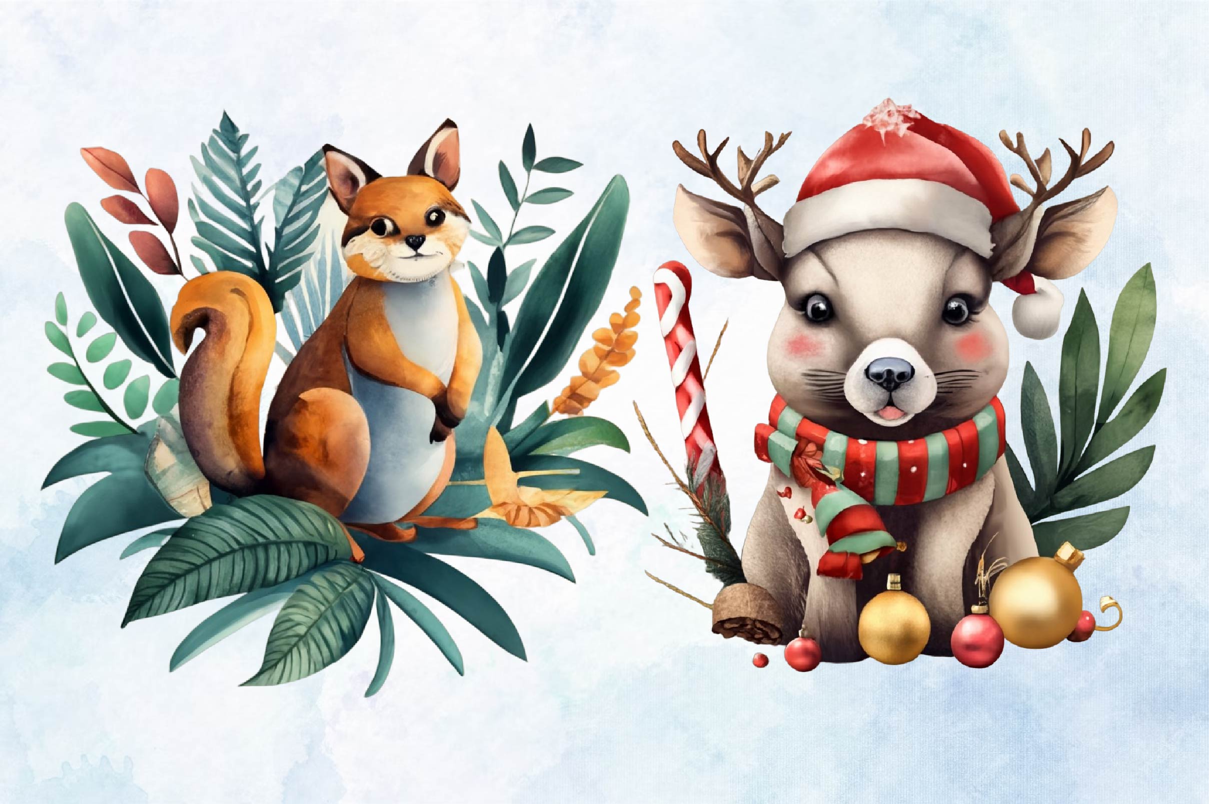 Christmas Animals Clipart Bundle 2