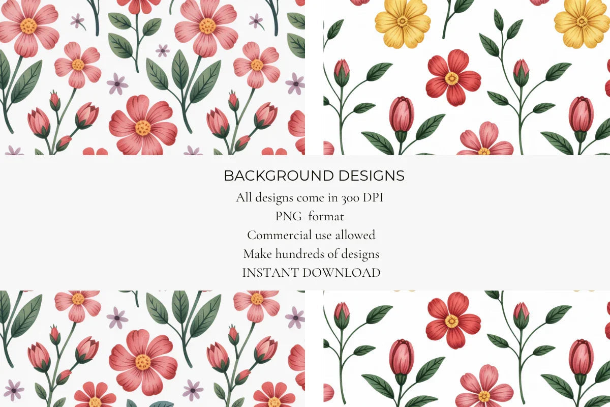 Cute Blooms Seamless Papers - CraftNest - Digital Crafting and Art