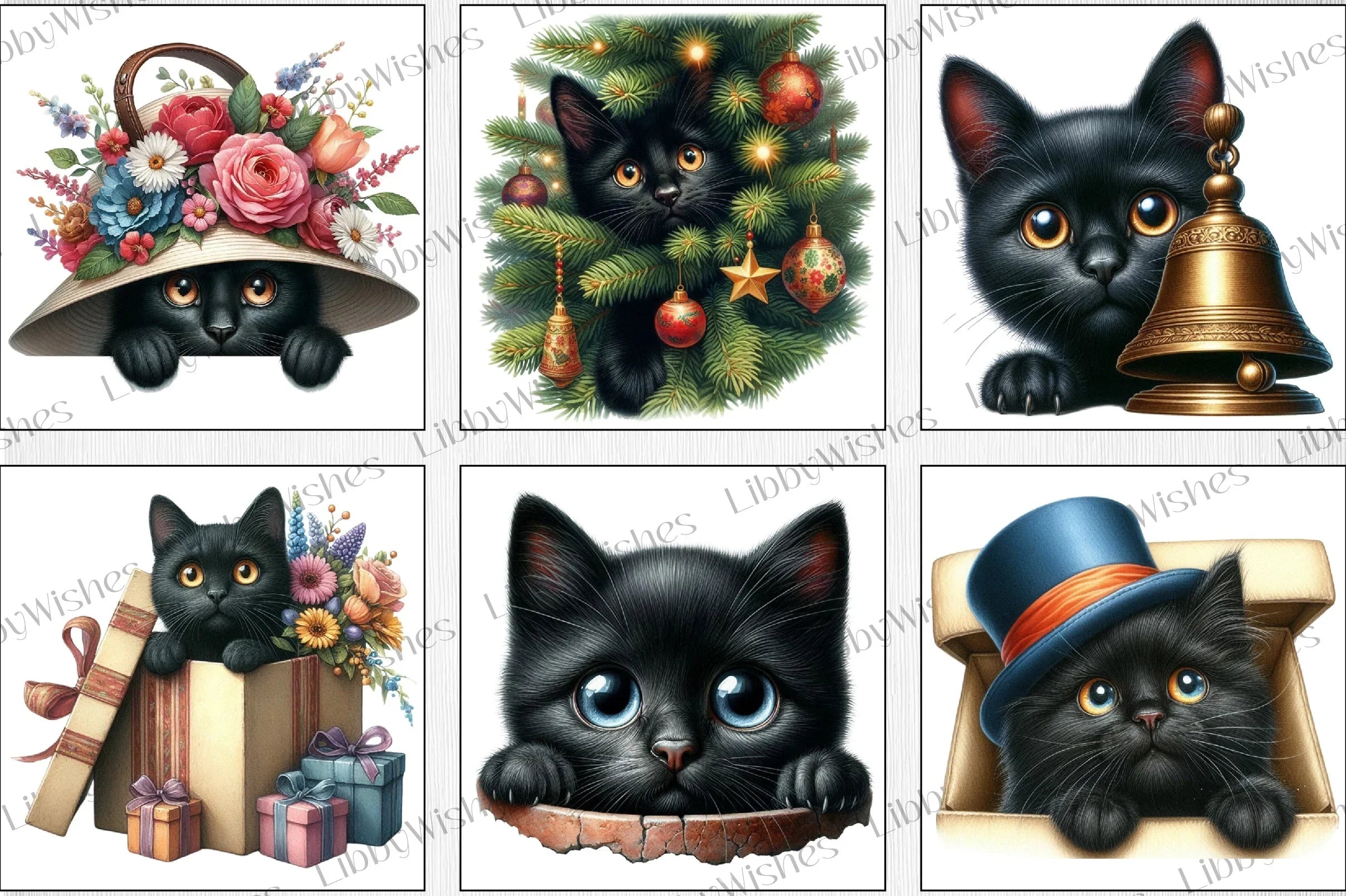 Peeking Black Cat Clipart Bundle - CraftNest - Digital Crafting and Art