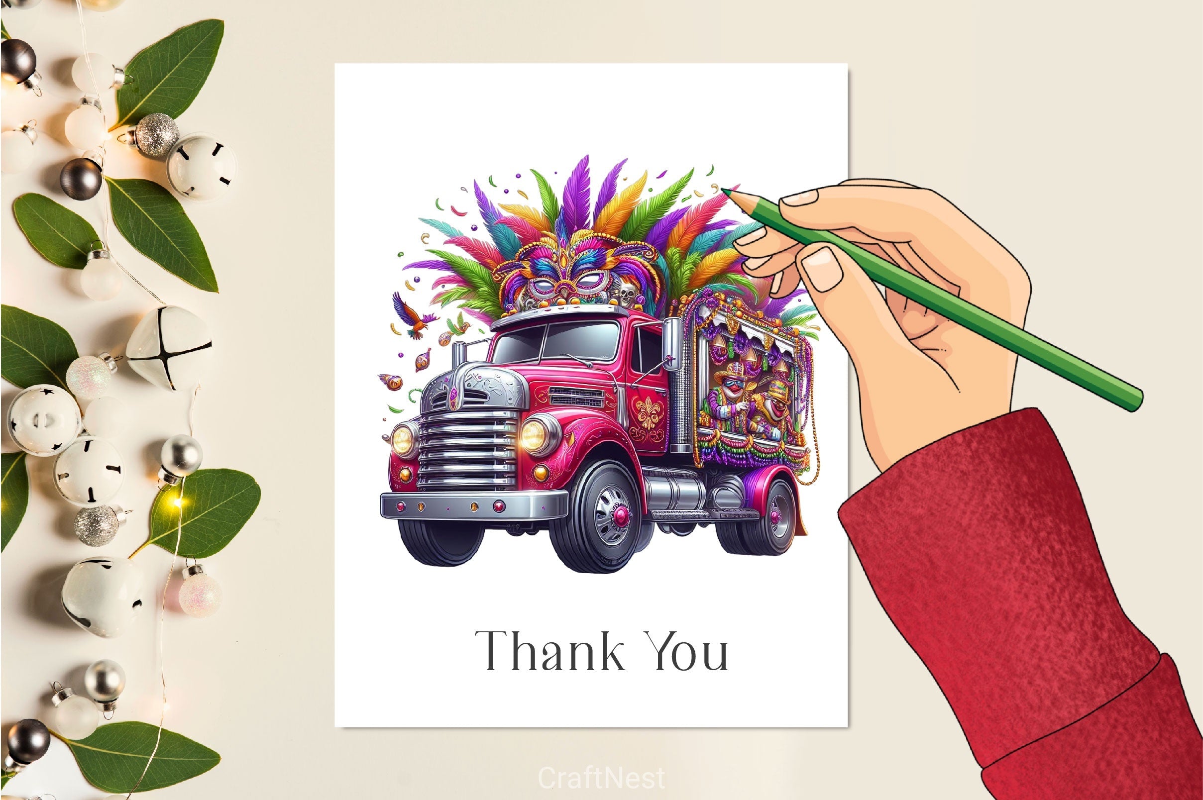 Mardi Gras Truck Clipart Bundle 3