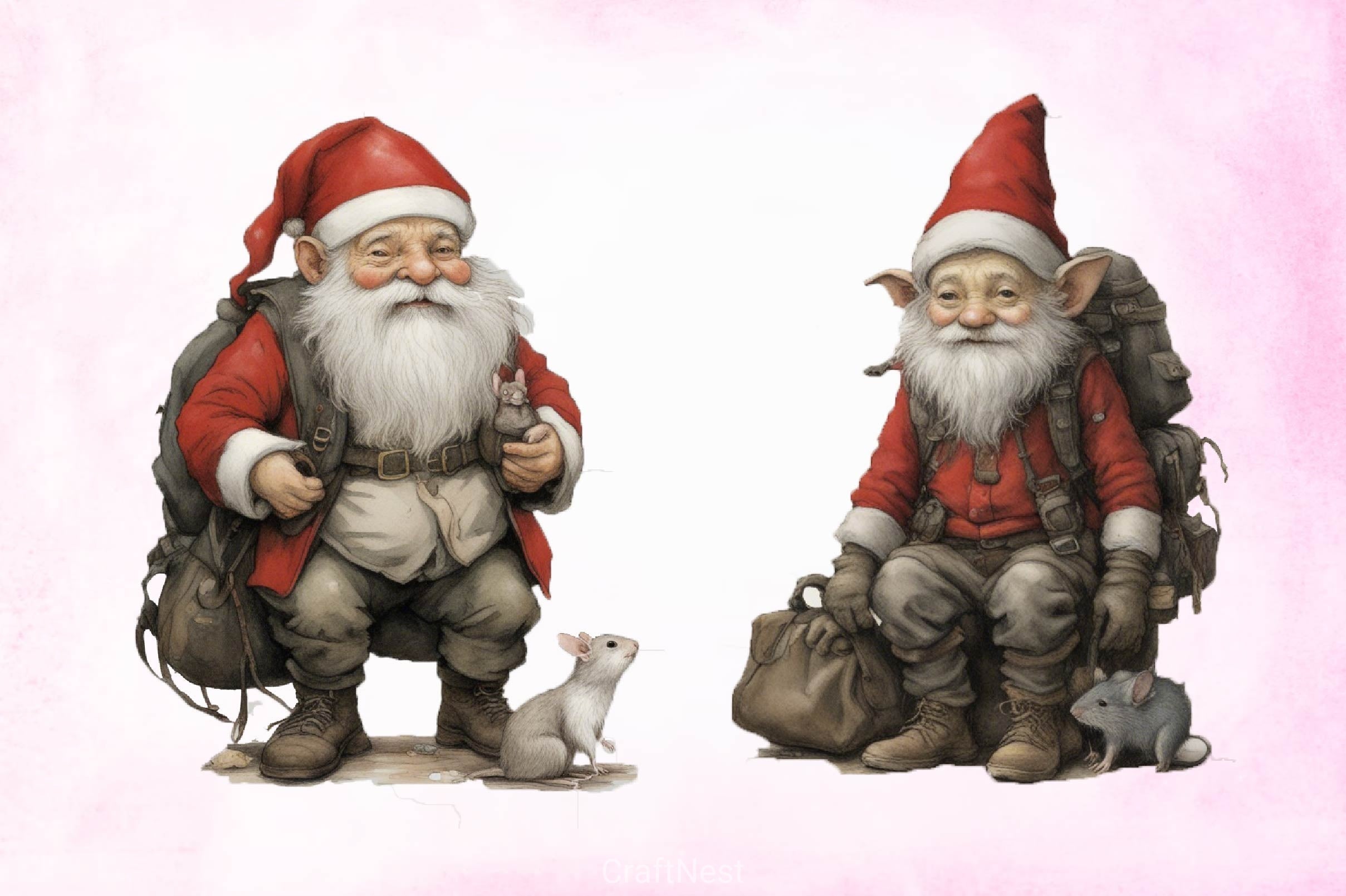 Christmas Gnome Wearing Clipart Bundle