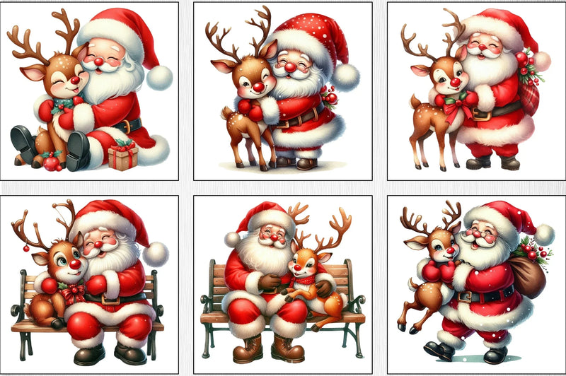 Christmas Santa & Reindeer Clipart Bundle - CraftNest - Digital Crafting and Art