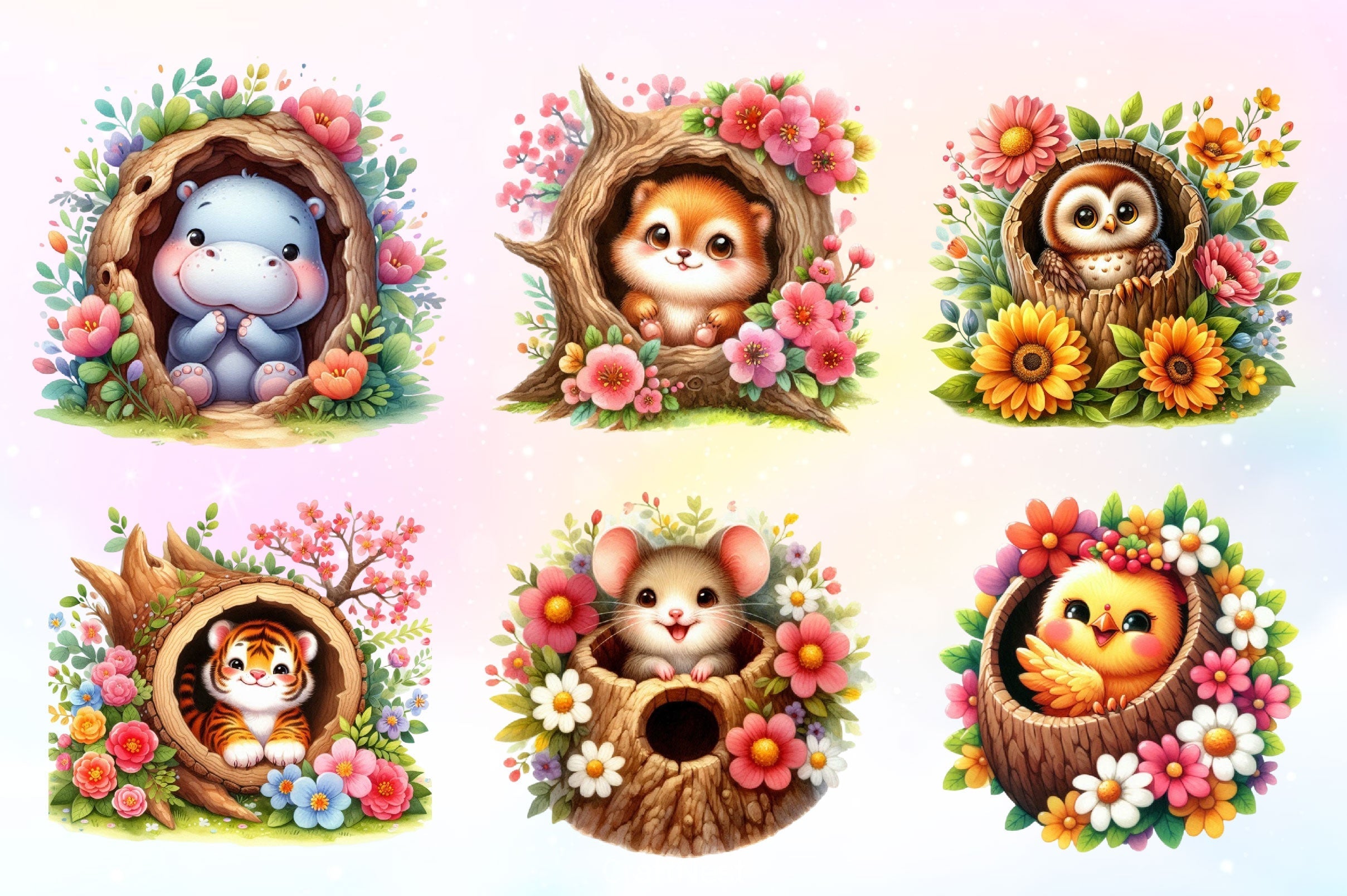 Funny Animals Hole Clipart Bundle 1