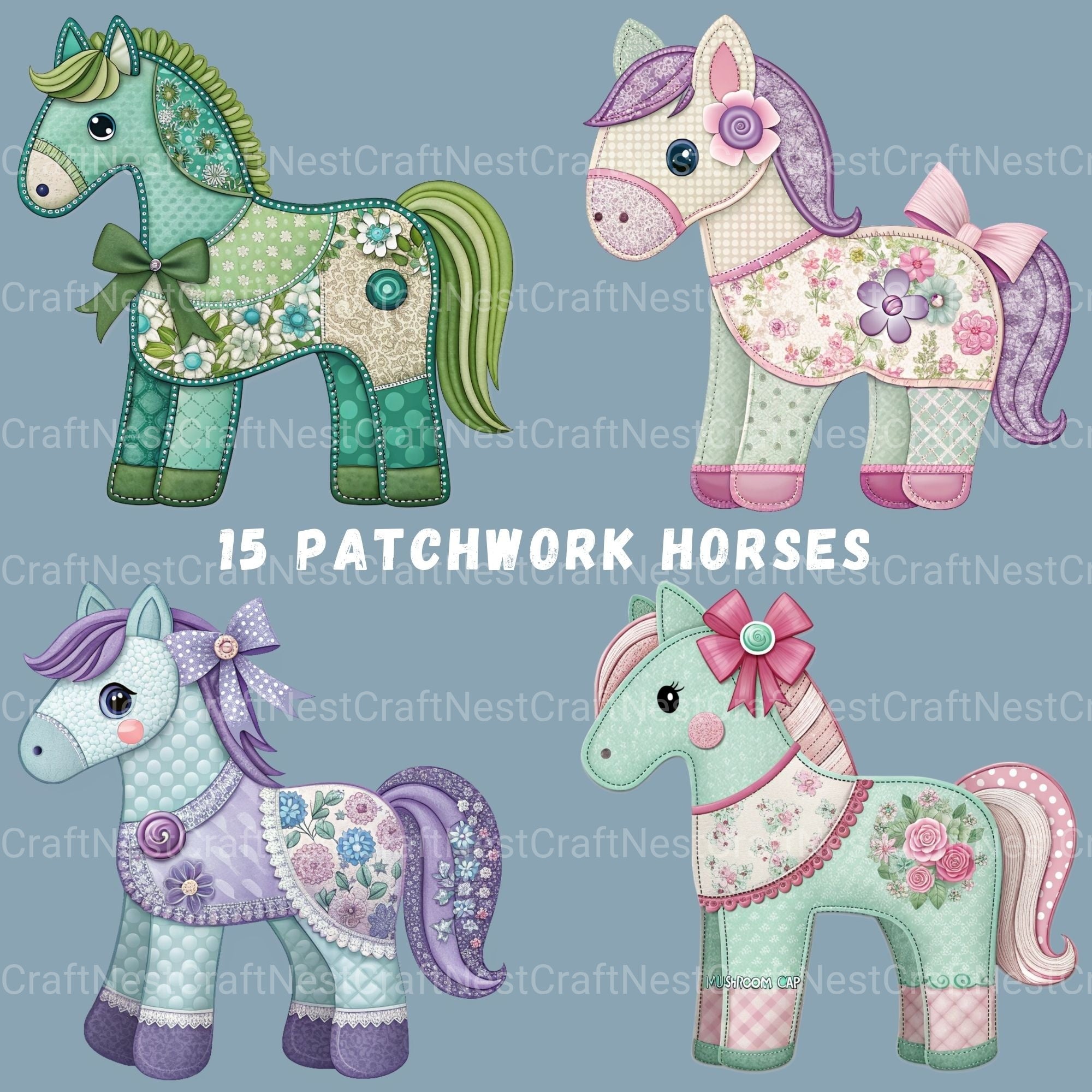 Patchwork Horse Clipart Bundle