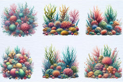 Colorful Coral Reef Sea Shell Clipart Bundle - CraftNest - Digital Crafting and Art