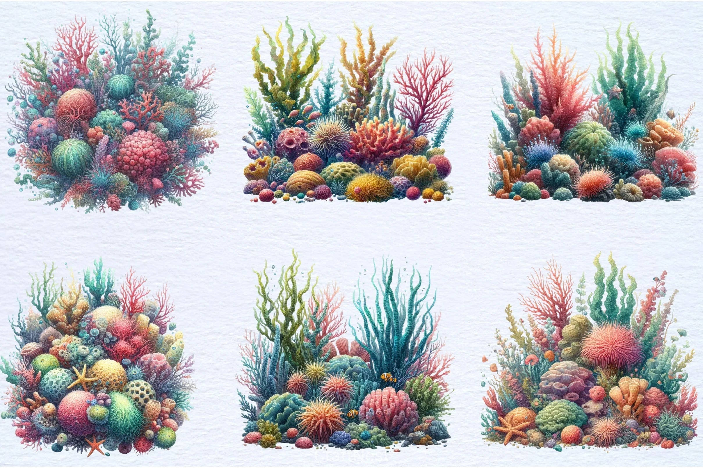 Colorful Coral Reef Sea Shell Clipart Bundle - CraftNest - Digital Crafting and Art