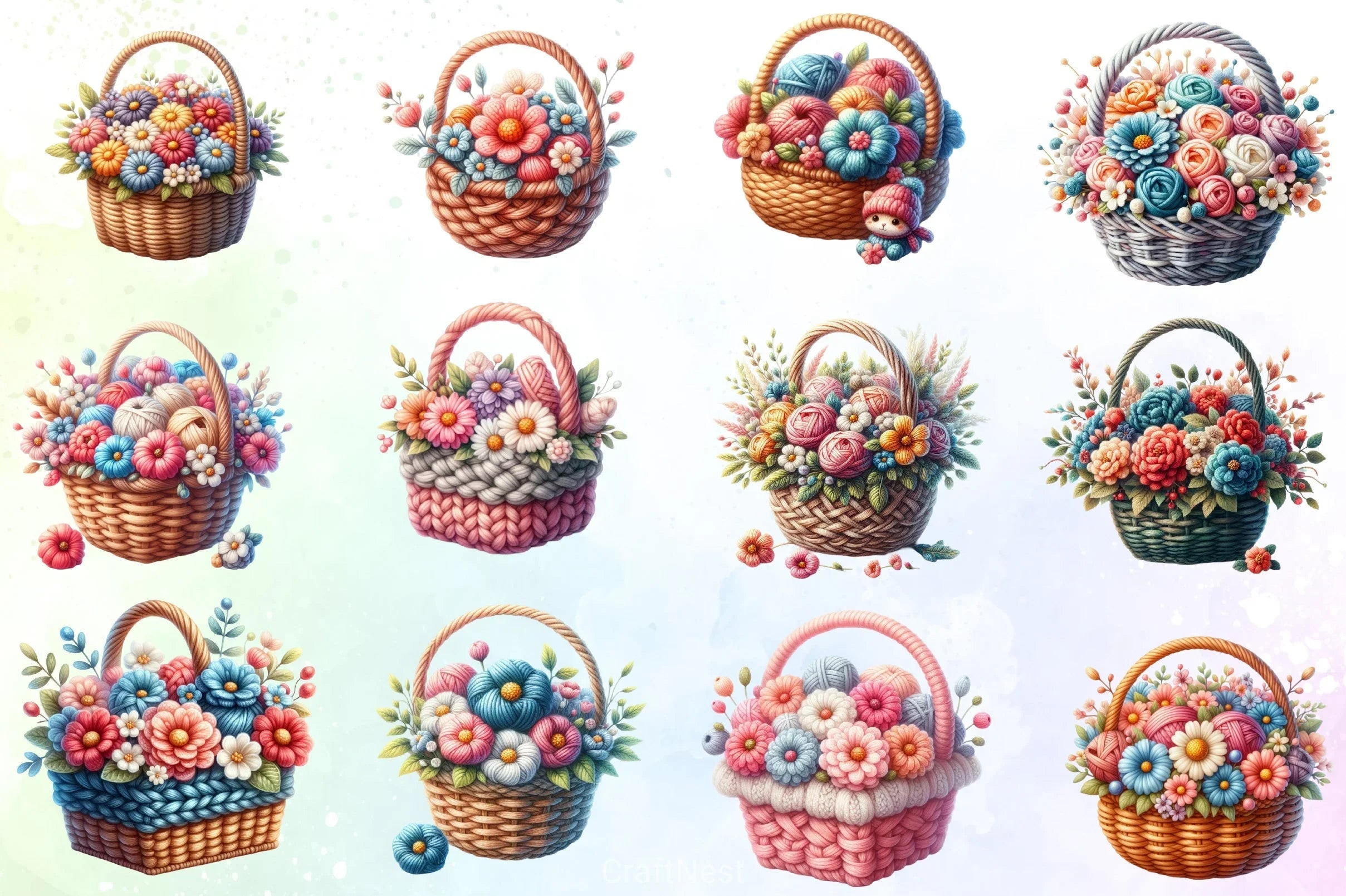 Knitting Basket Clipart Bundle - CraftNest - Digital Crafting and Art