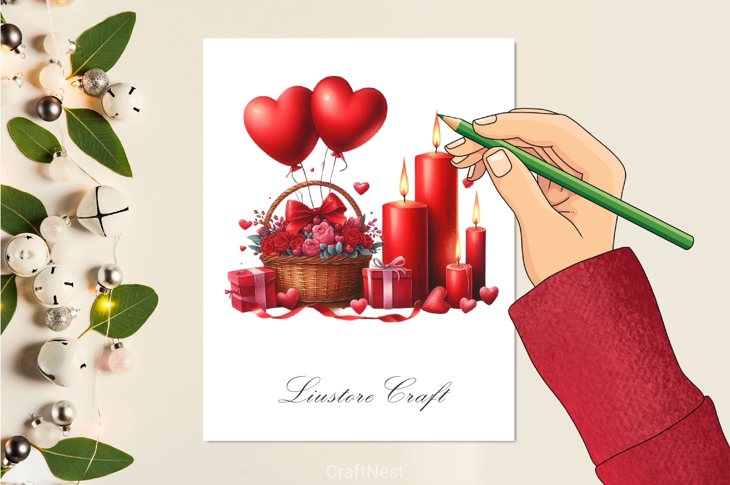 Valentine Gift Basket Clipart Bundle