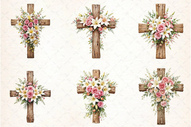 Floral Cross Clipart Bundle 2 - CraftNest - Digital Crafting and Art