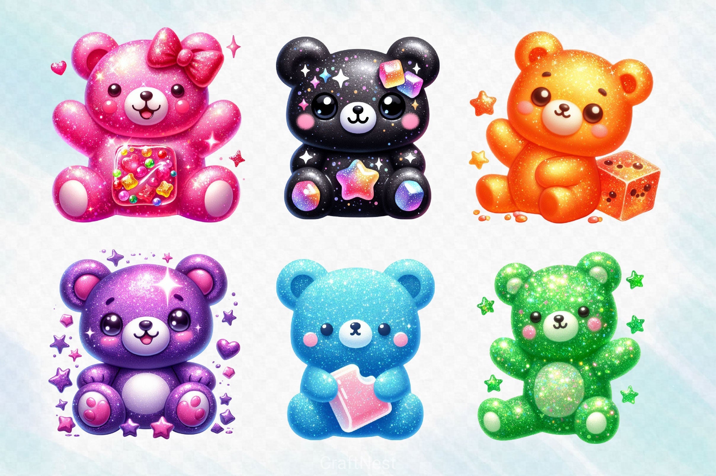 Cute Gummy Bears Clipart Bundle