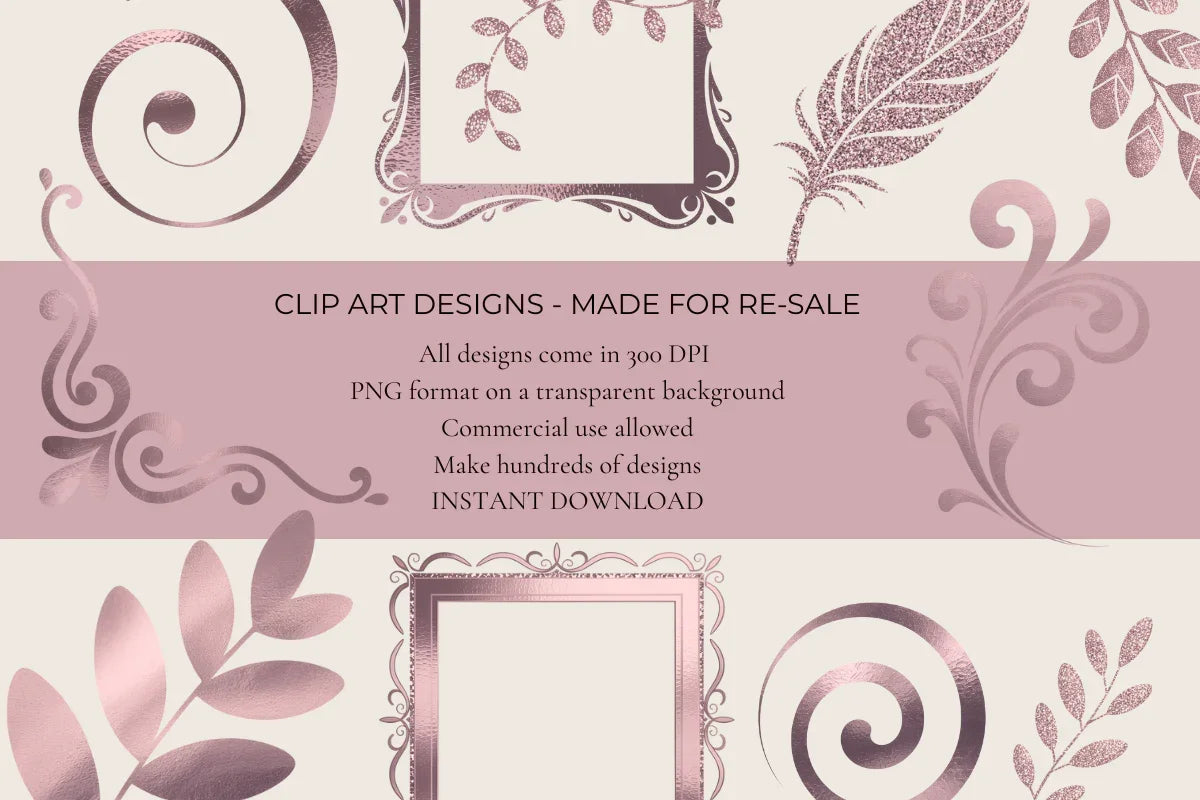 Rose Gold Foil Elements Clipart - CraftNest - Digital Crafting and Art