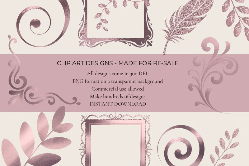 Rose Gold Foil Elements Clipart - CraftNest - Digital Crafting and Art