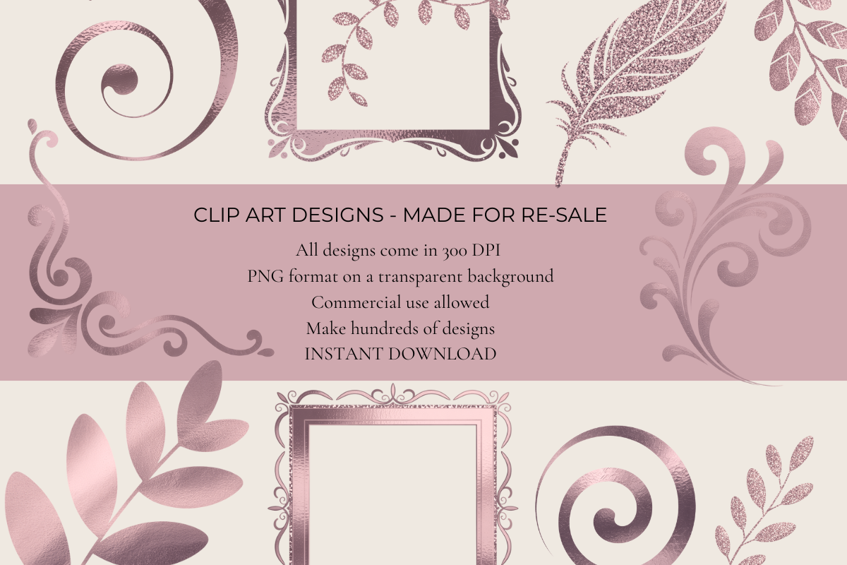Rose Gold Foil Elements Clipart