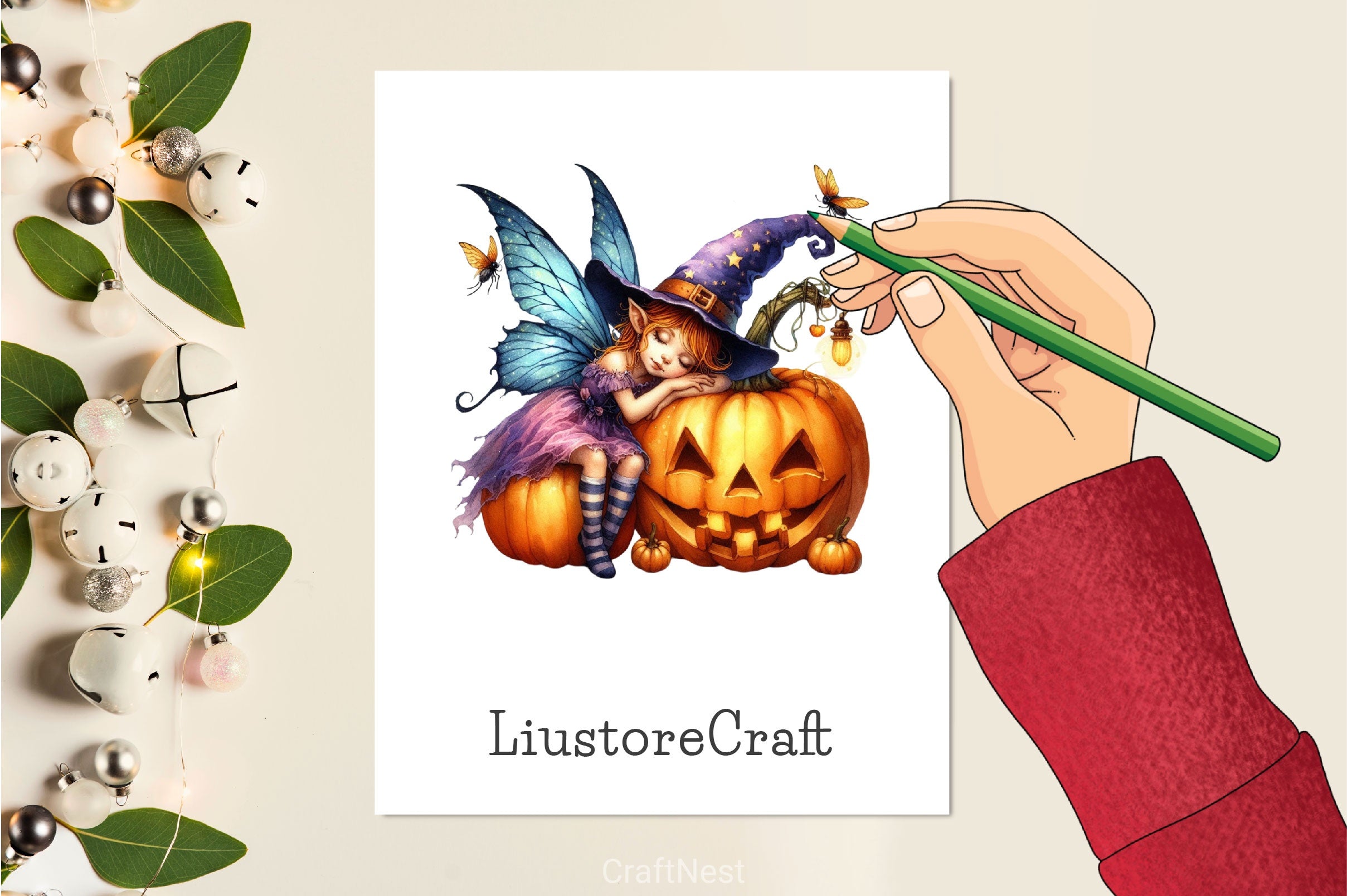 Sleepy Halloween Fairy Clipart Bundle