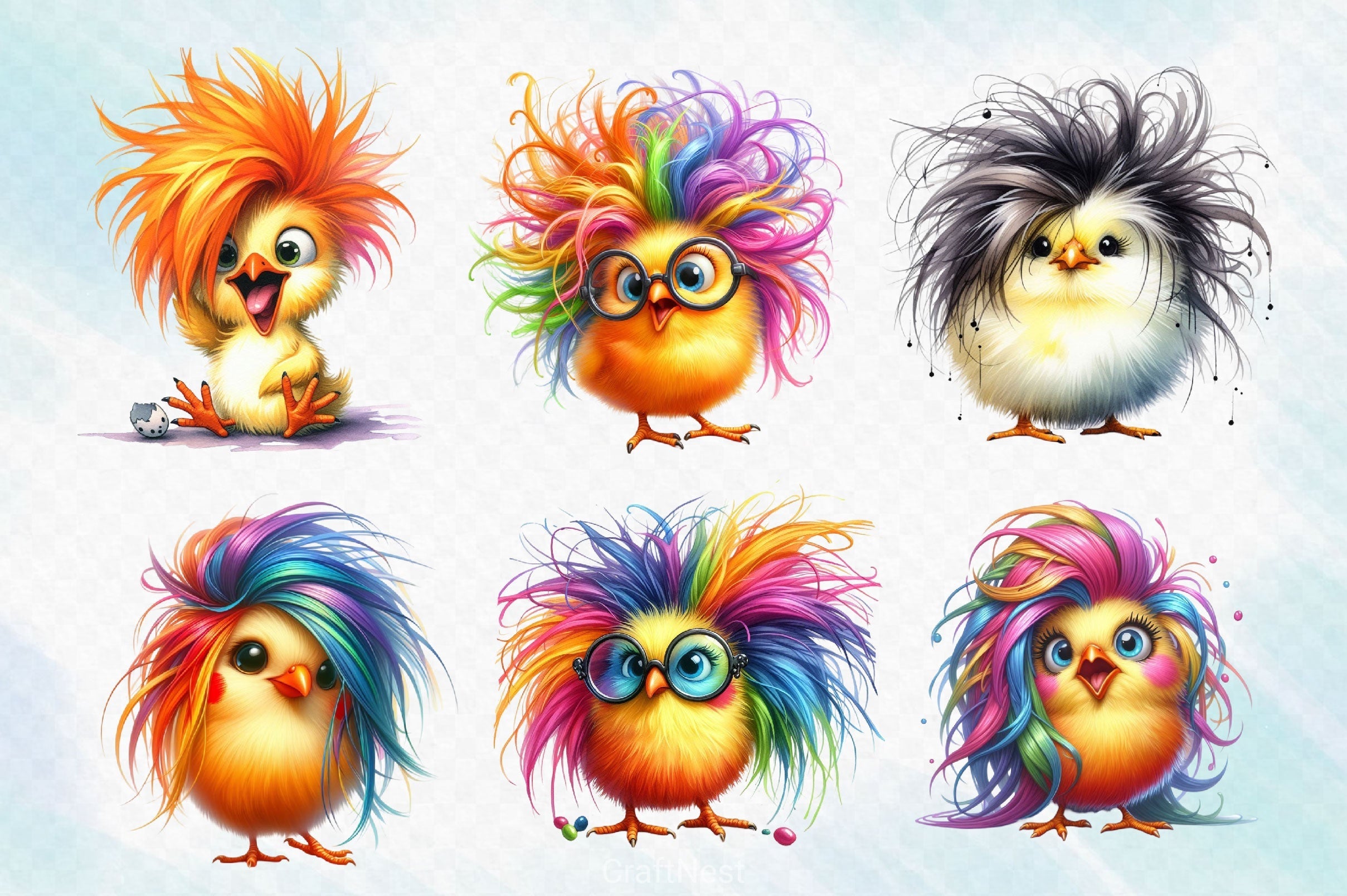 Funny Chick Clipart Bundle 3