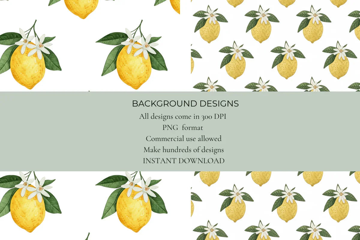 Lemon Blooms Seamless Papers - CraftNest - Digital Crafting and Art