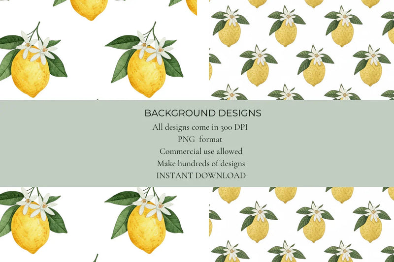 Lemon Blooms Seamless Papers - CraftNest - Digital Crafting and Art