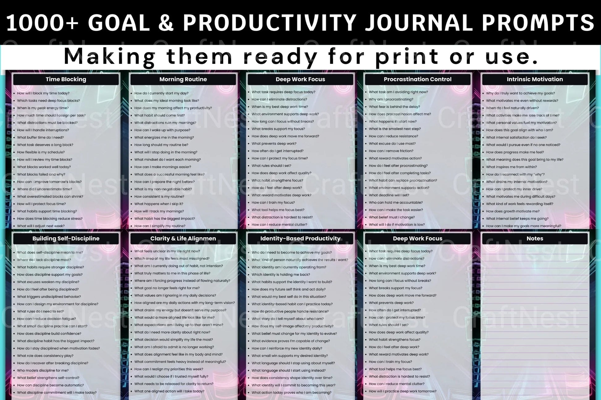 Goal Productivity Prompts for Enhanced Focus - CraftNest - Digital Crafting and Art