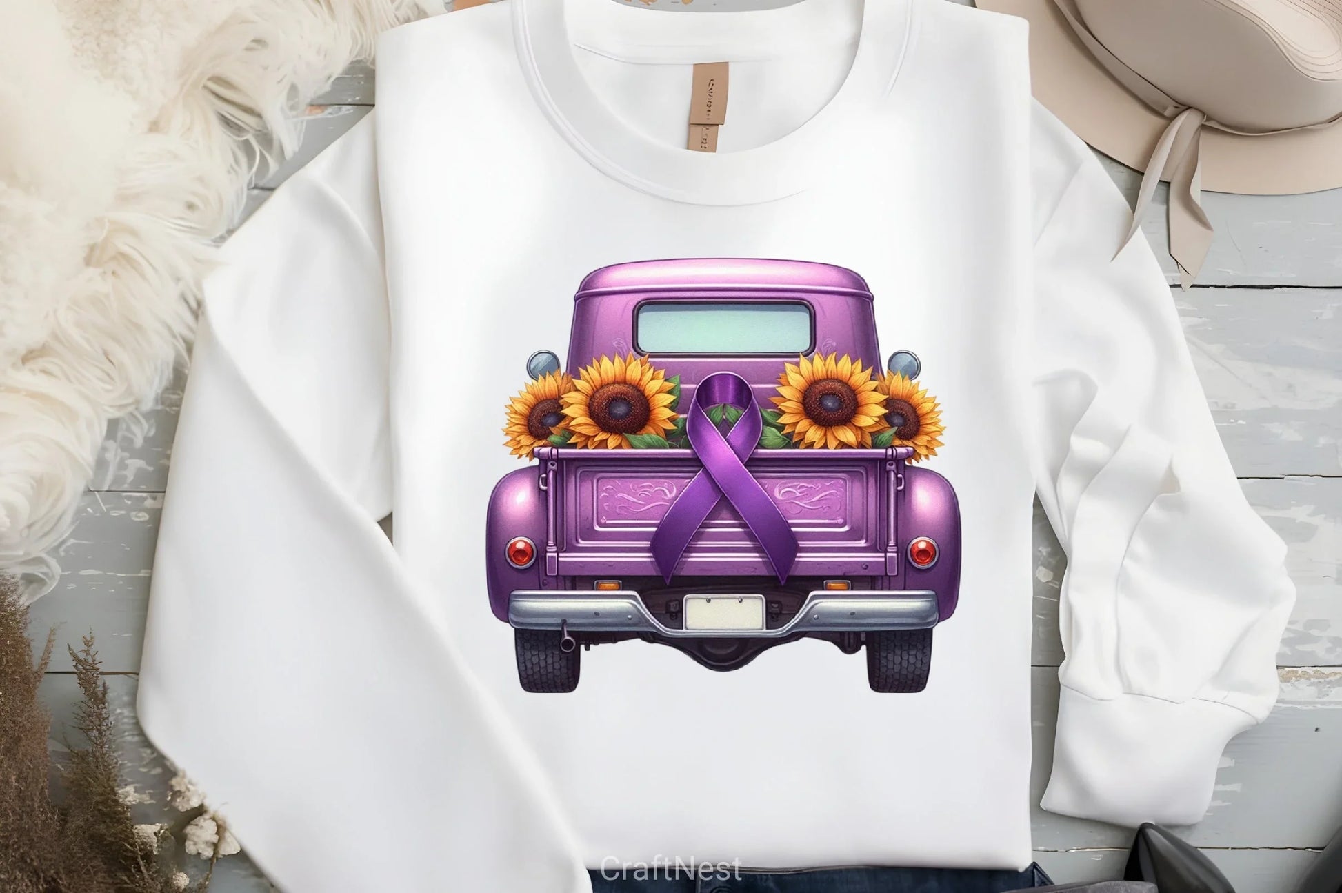 Purple Ribbon Cancer Truck Clipart Bundle 2 - CraftNest - Digital Crafting and Art