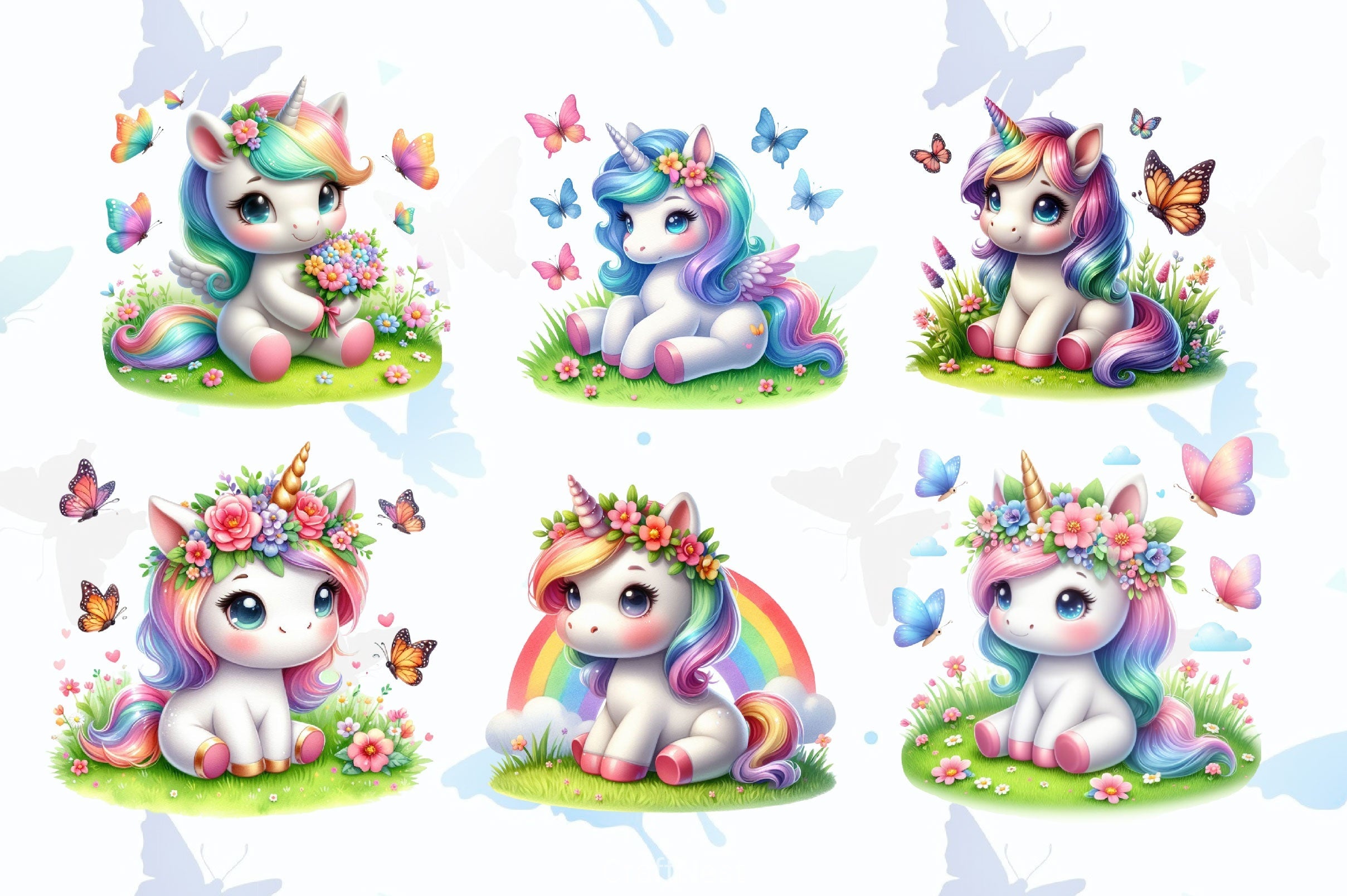 Cute Unicorn Clipart Bundle 13