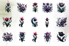 Gothic Flowers Clipart Bundle - CraftNest - Digital Crafting and Art
