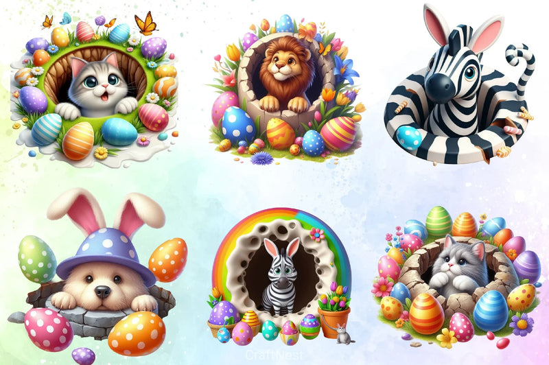 Easter Animal Hole Clipart Bundle - CraftNest - Digital Crafting and Art