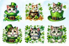 St Patrick's Day Cats Clipart Bundle 3 - CraftNest - Digital Crafting and Art