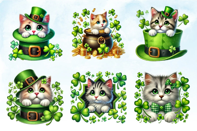 St Patrick's Day Cats Clipart Bundle 3 - CraftNest - Digital Crafting and Art