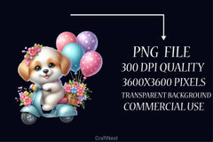Cute Dog Scooter Clipart Bundle - CraftNest - Digital Crafting and Art
