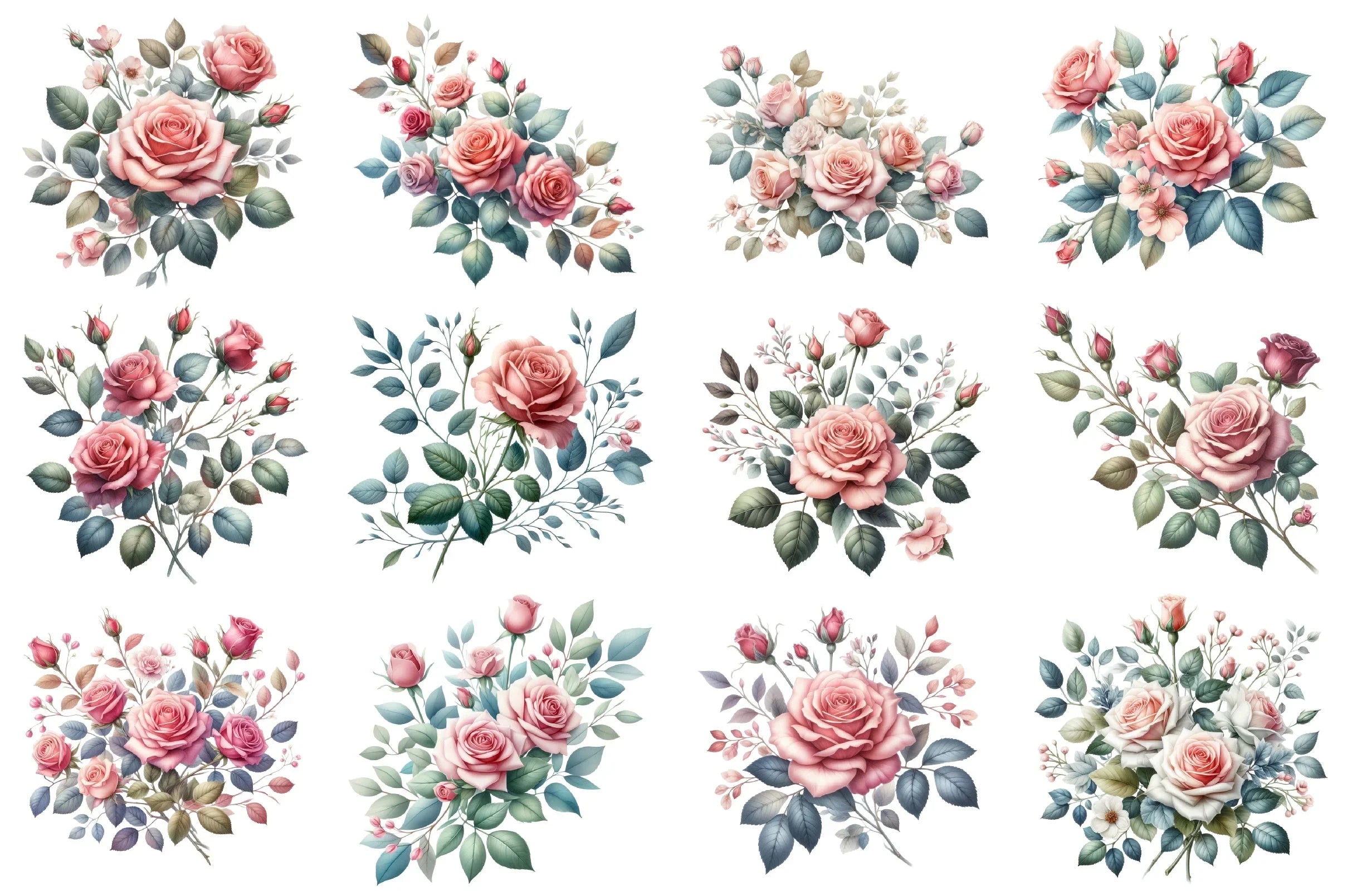 Pink Roses Clipart Bundle - CraftNest - Digital Crafting and Art