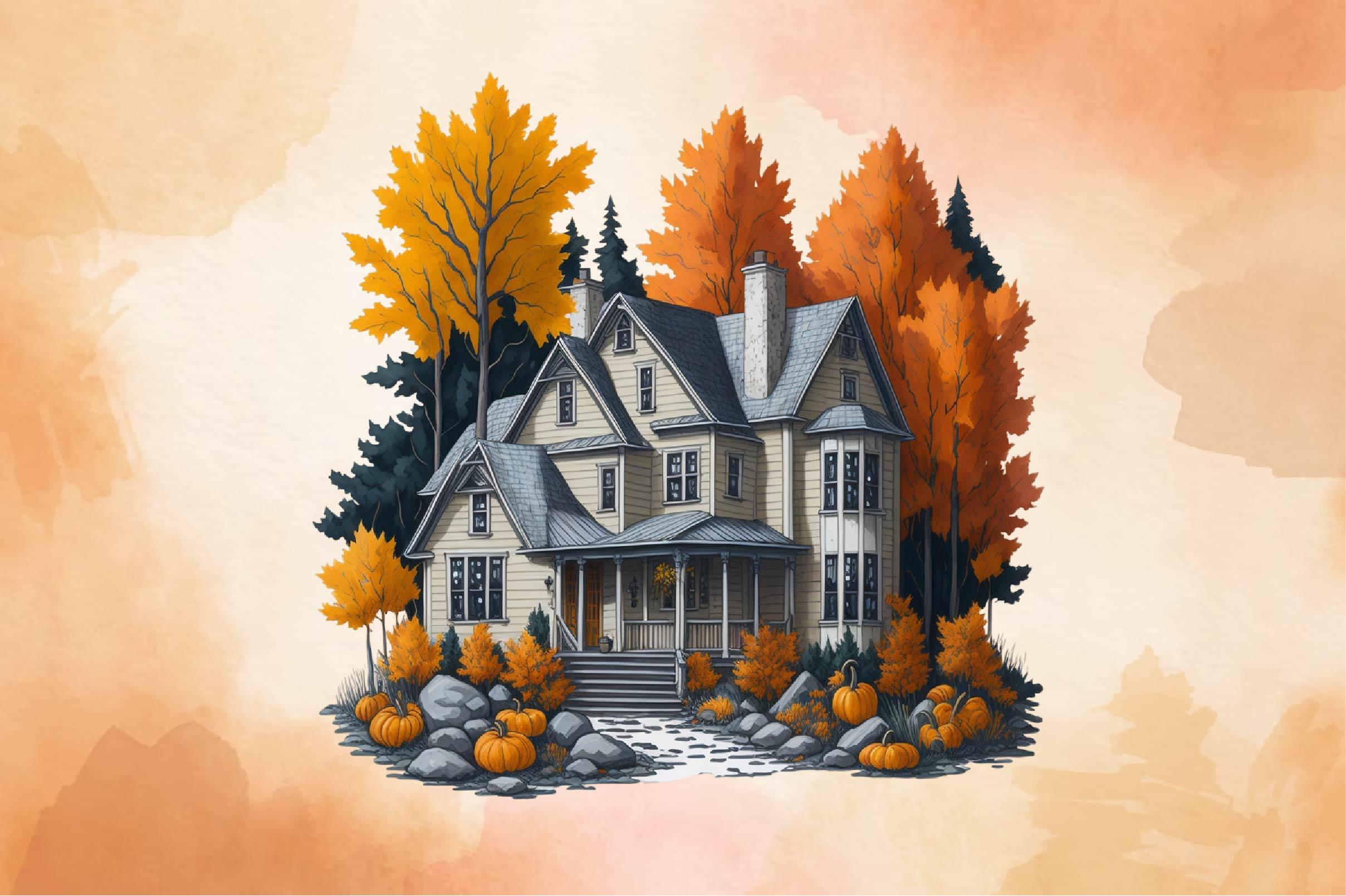 Fall House Clipart Bundle