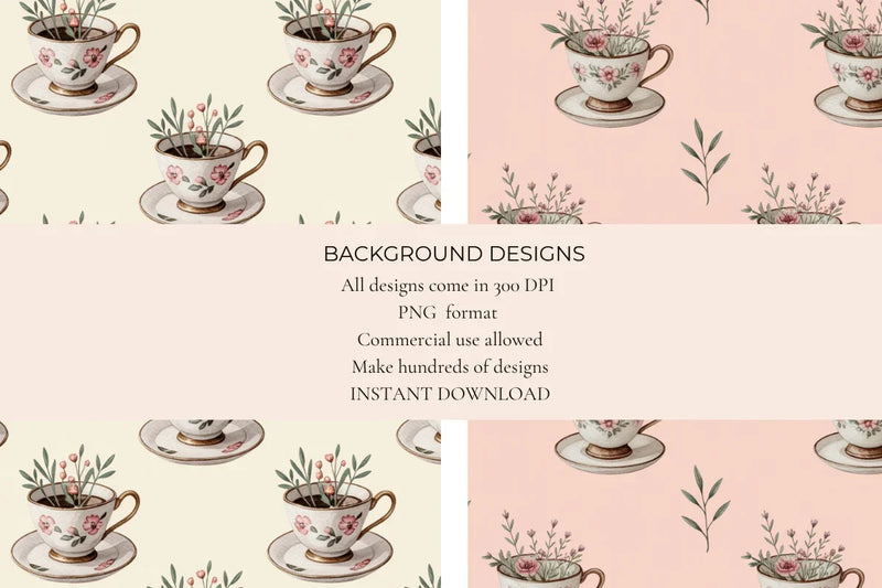 Teacups Seamless Papers - CraftNest - Digital Crafting and Art