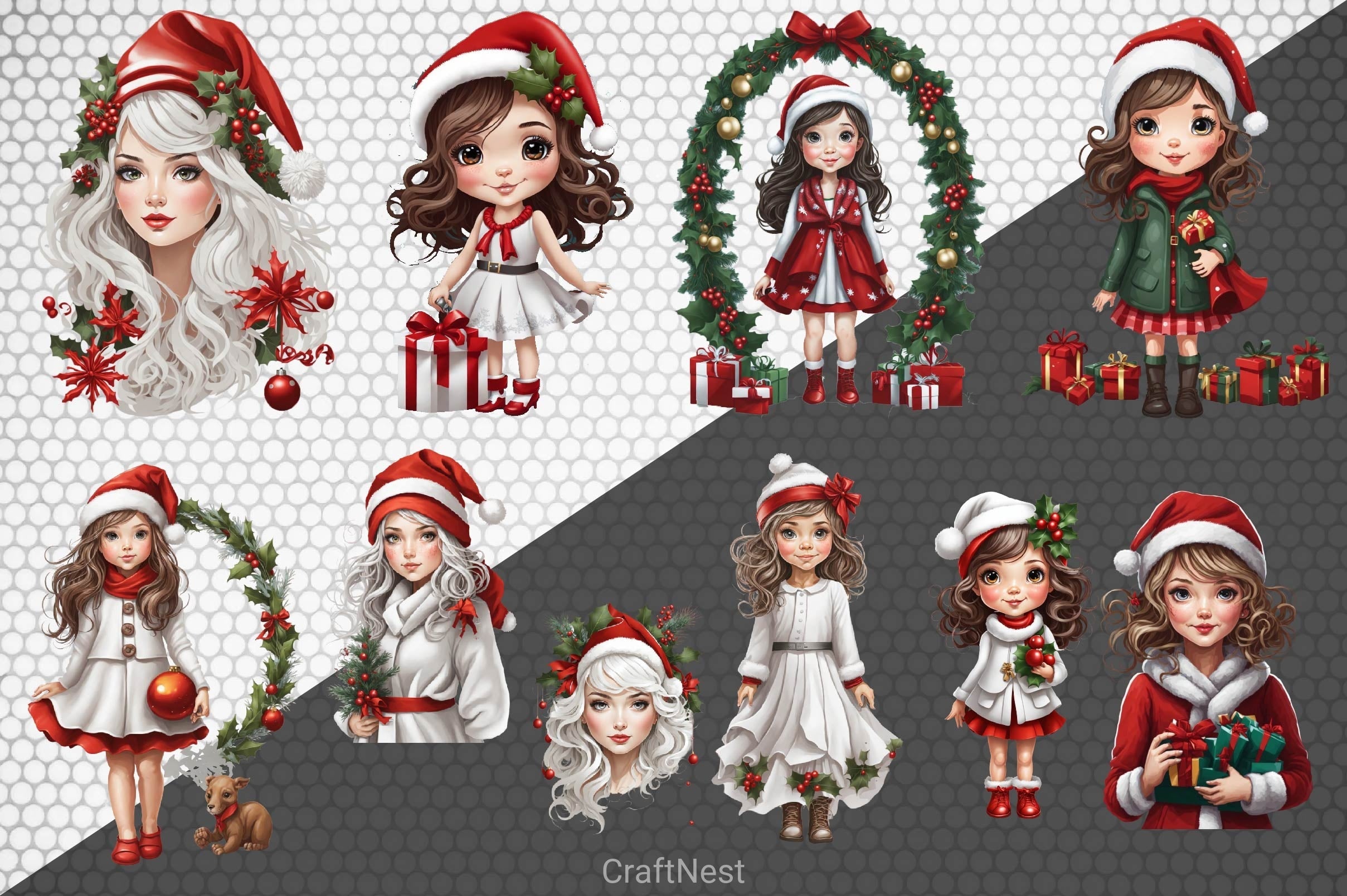 Christmas Girl Clipart Bundle