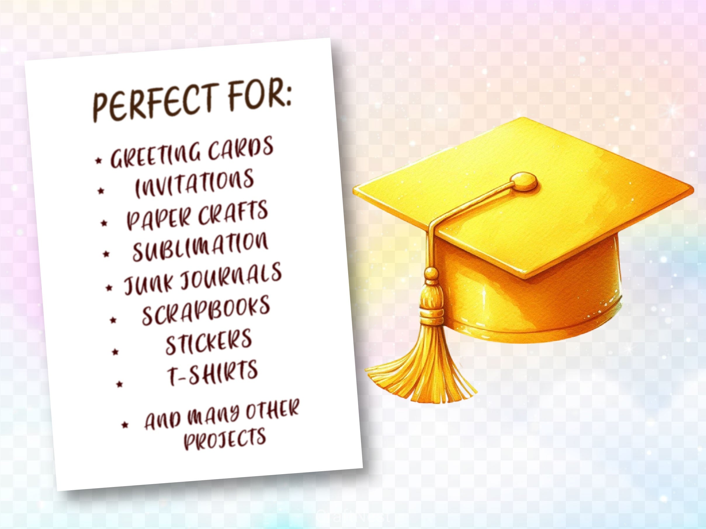Colorful Graduation Cap Clipart Bundle