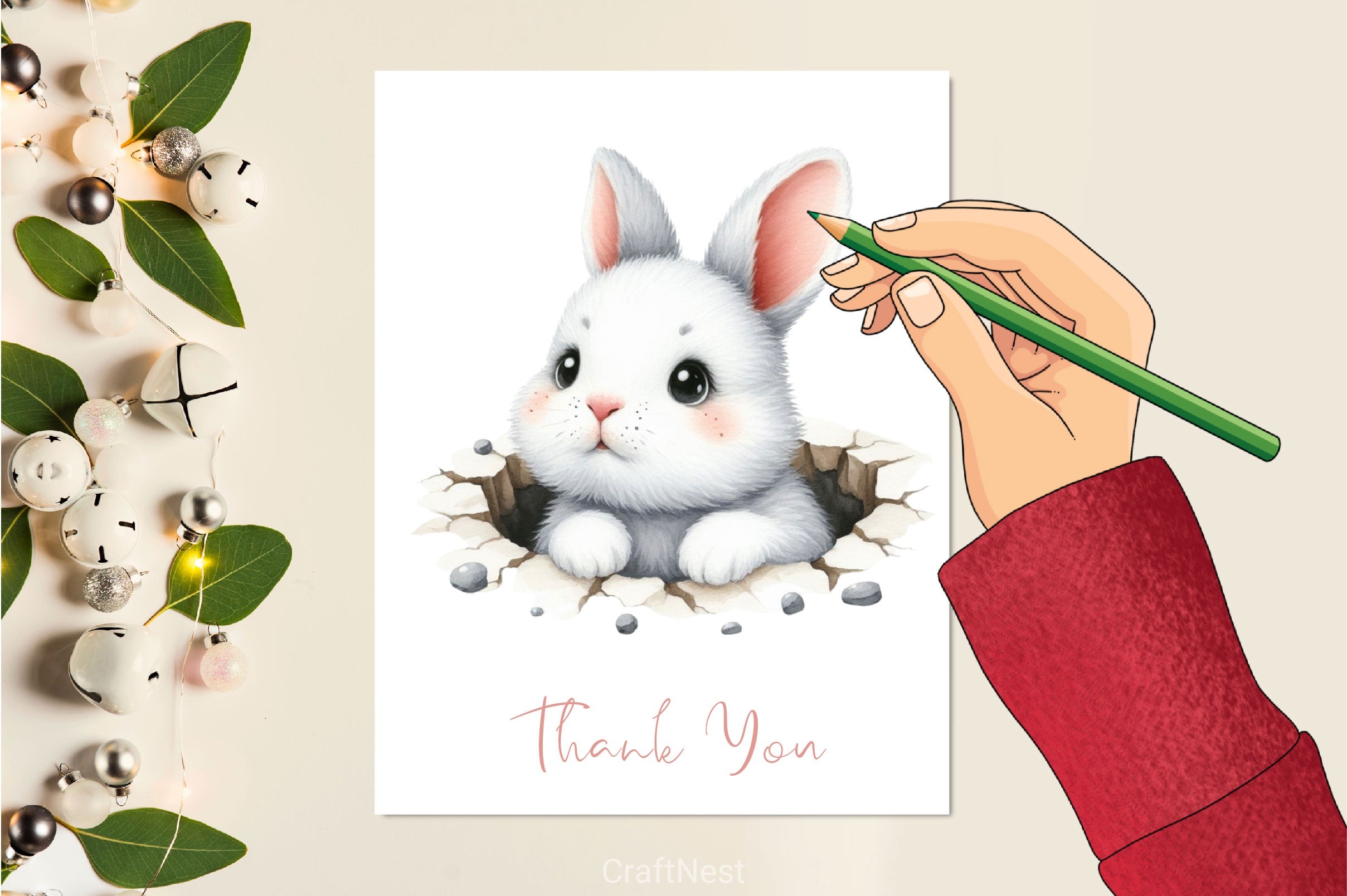 Bunny Peeks Out Of A Hole Clipart Bundle 2