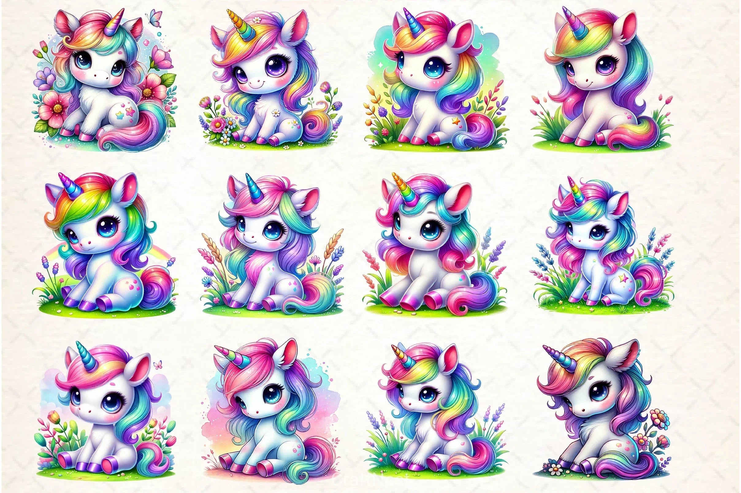 Rainbow Unicorn Clipart Bundle - CraftNest - Digital Crafting and Art