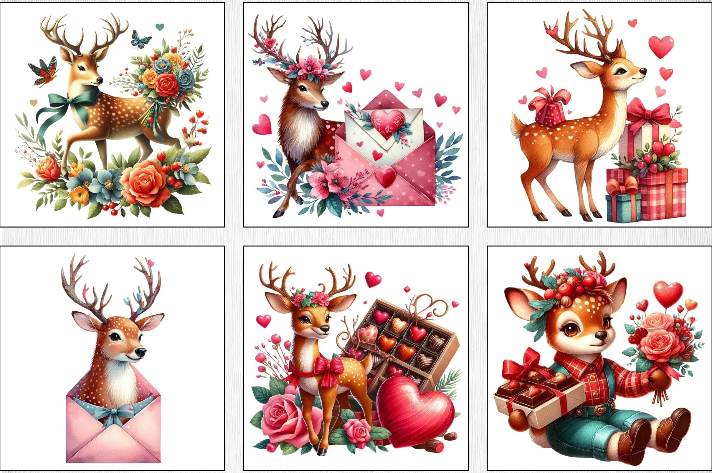 Valentine's Day Deer Clipart Bundle - CraftNest - Digital Crafting and Art