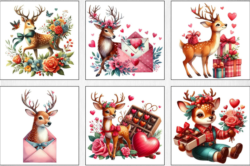 Valentine's Day Deer Clipart Bundle - CraftNest - Digital Crafting and Art