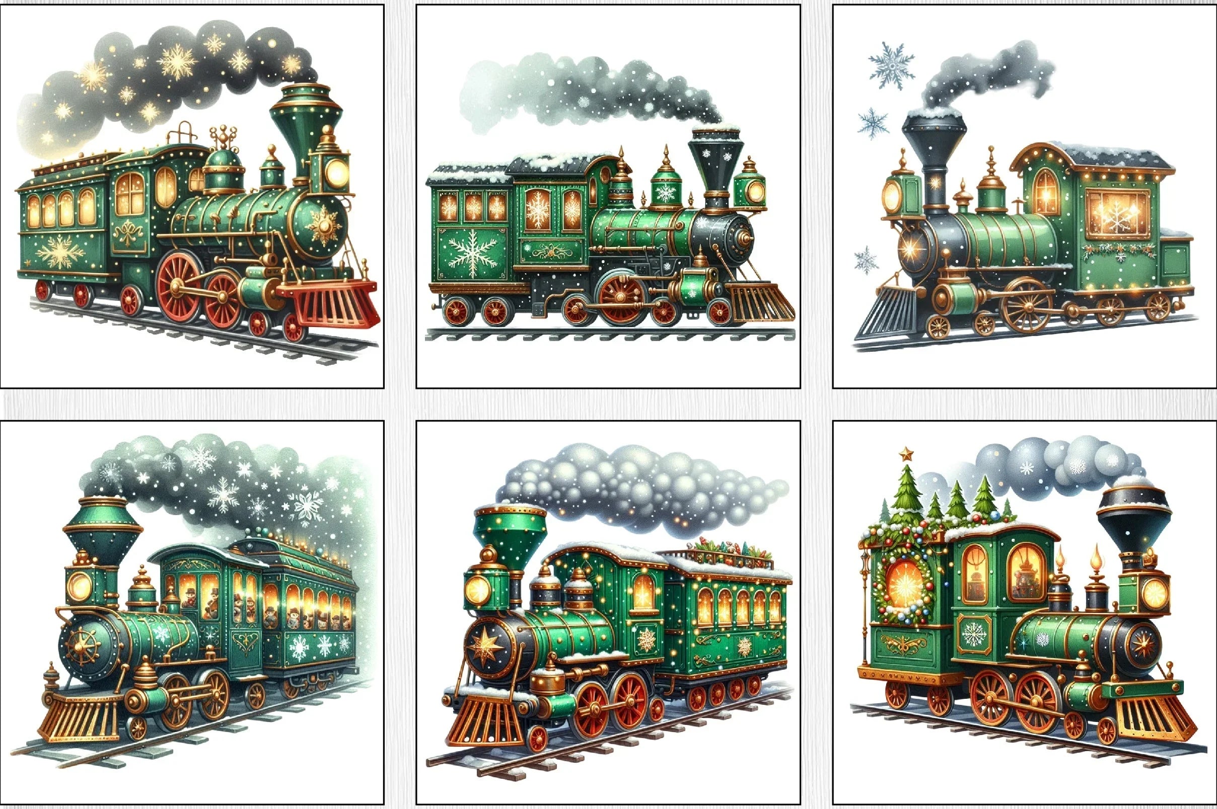 Christmas Vintage Train Clipart Bundle - CraftNest - Digital Crafting and Art