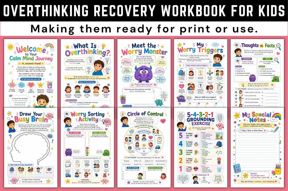 Overthinking Recovery Workbook for Kids