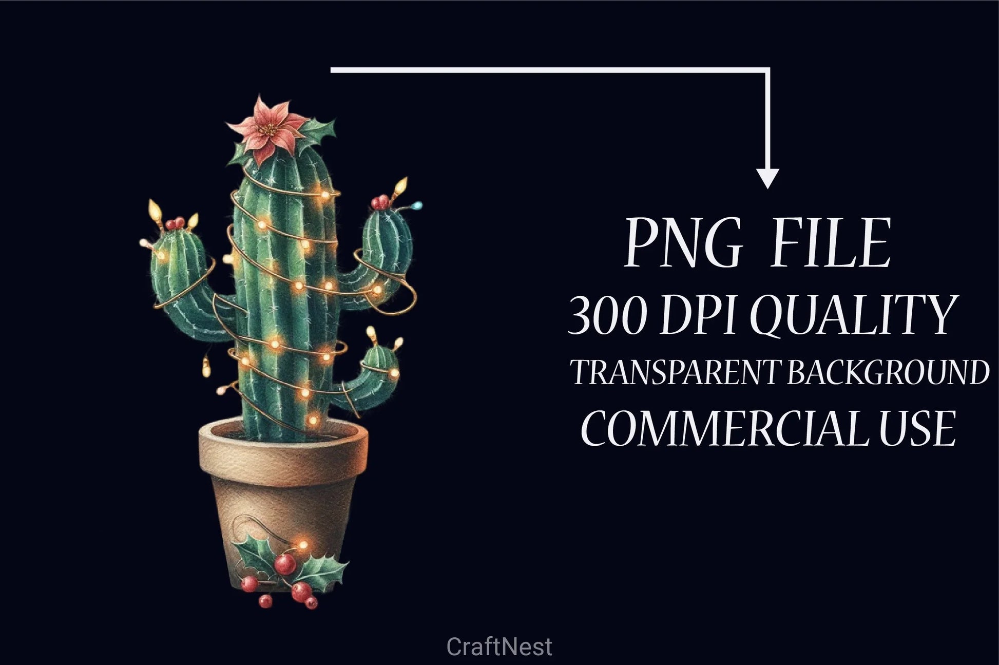 Vintage Christmas Cactus Clipart Bundle - CraftNest - Digital Crafting and Art