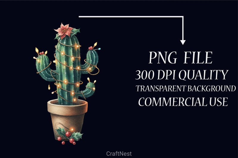 Vintage Christmas Cactus Clipart Bundle - CraftNest - Digital Crafting and Art