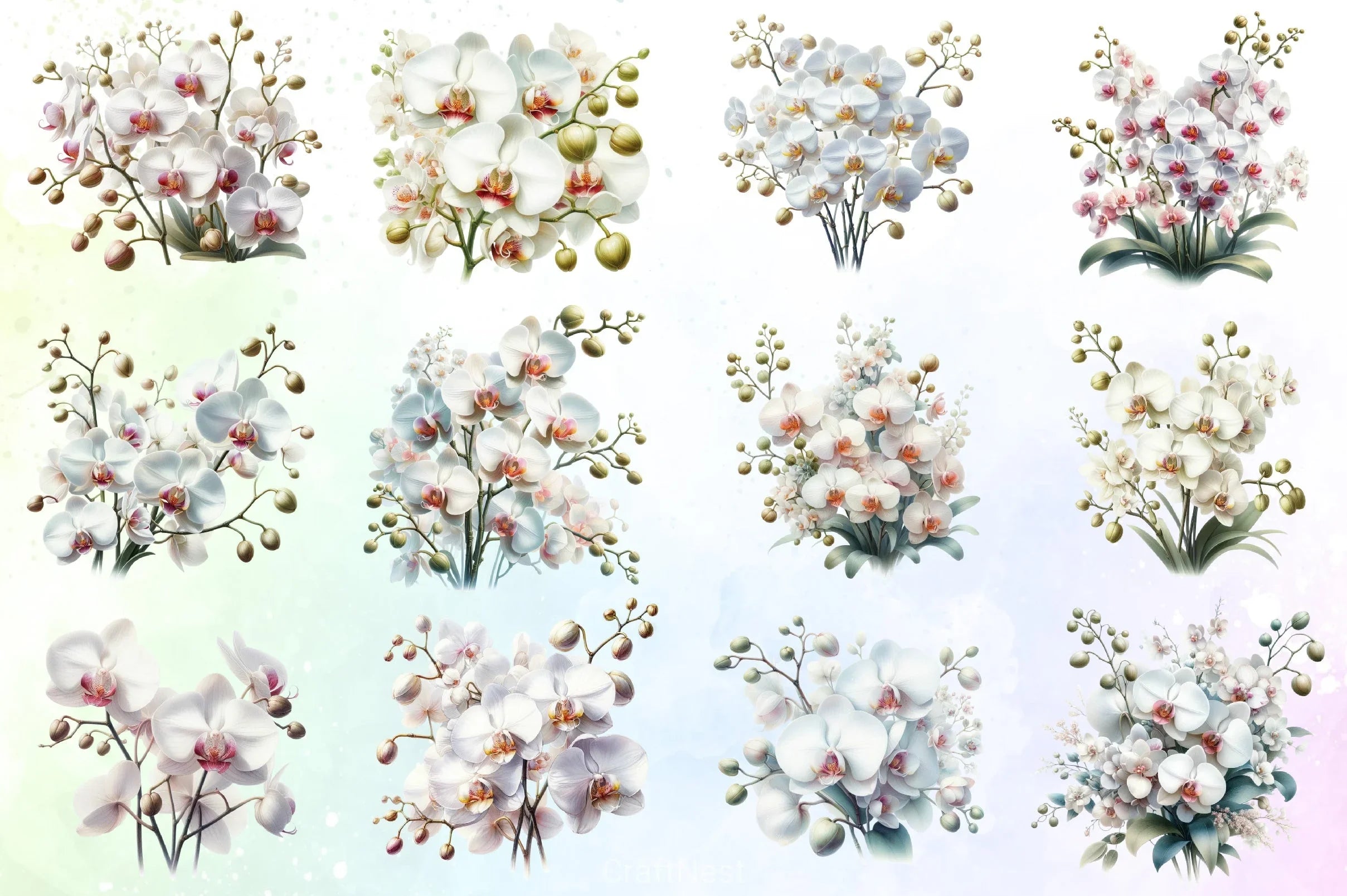 White Orchid Clipart Bundle - CraftNest - Digital Crafting and Art