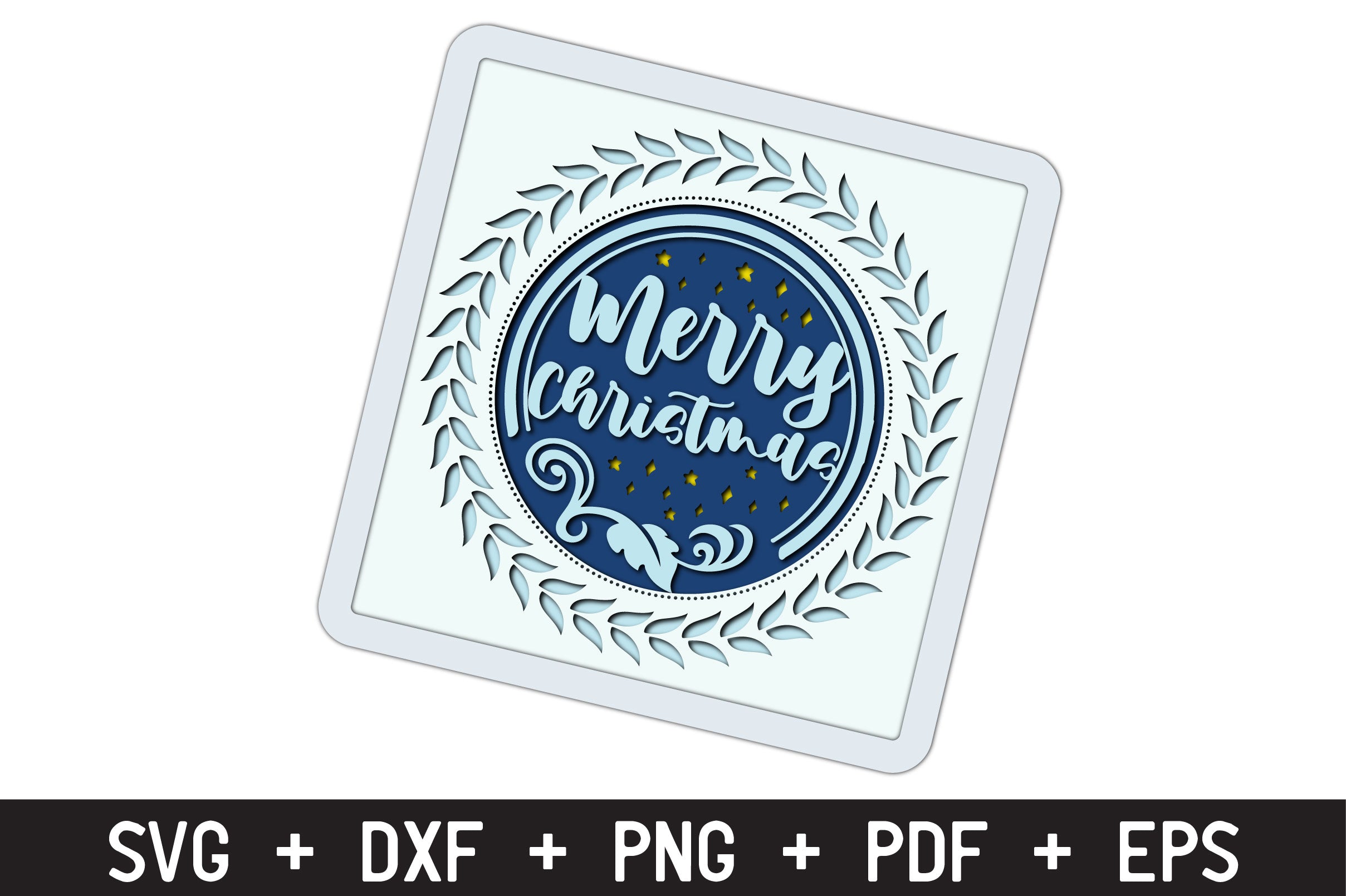 Christmas Shadow Box 6X6 Template 3D Layered Christmas Card Bundle