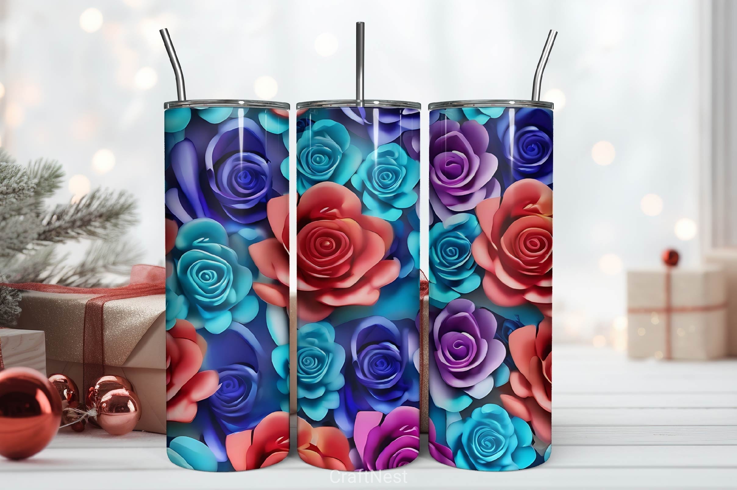 Flower Tumbler Wrap Bundle 4