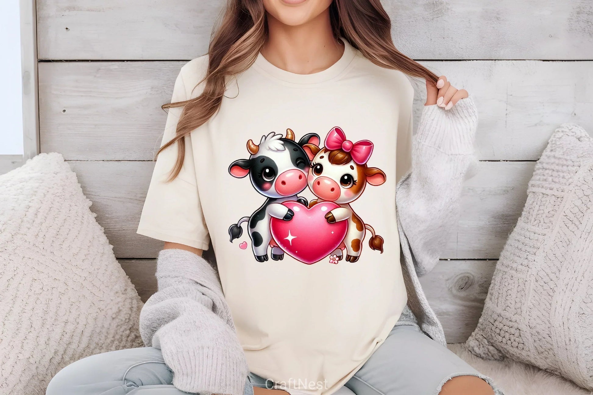 Cute Cow Couple Heart Clipart Bundle - CraftNest - Digital Crafting and Art