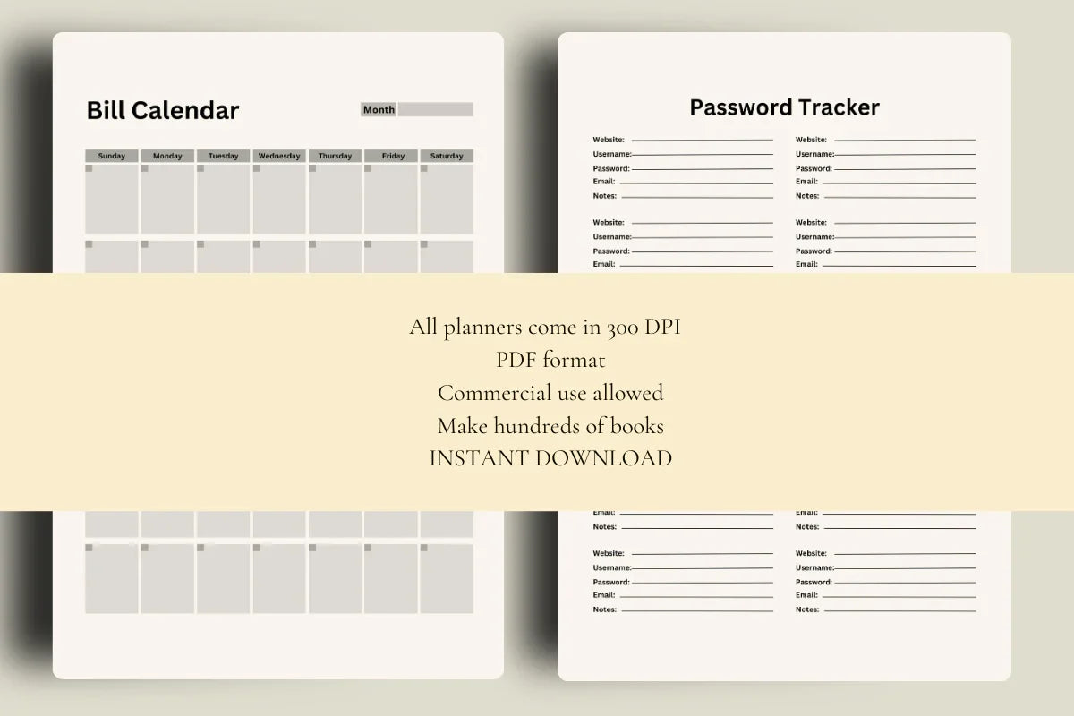 Bill Tracker Bundle KDP Planner - CraftNest - Digital Crafting and Art